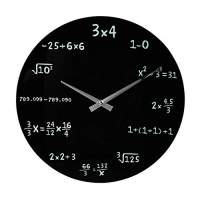 WishOf.Me - Monsterzeug Mathe Uhr Kreide-Optik Wanduhr 35 cm Schwarz