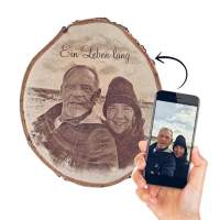 WishOf.Me - Baumscheibe mit Foto Gravur - Personalisiertes Fotogeschenk