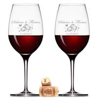 WishOf.Me - 2 Weingläser mit Gravur des Namens und Motiv von Leonardo