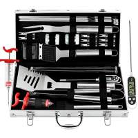 WishOf.Me - Grillbesteck Set, 25er Edelstahl Grillzubehör im Etui
